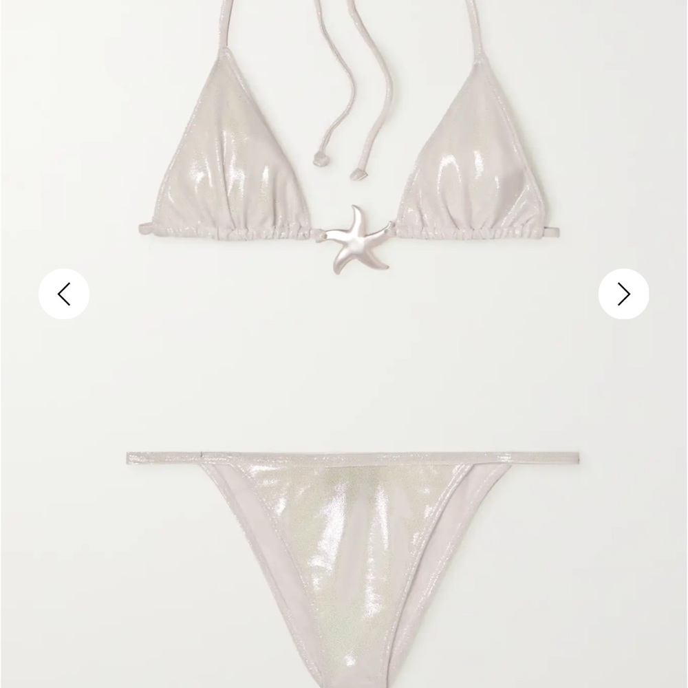 Star embellished iridescent stretch triangle bikini- Leslie amon